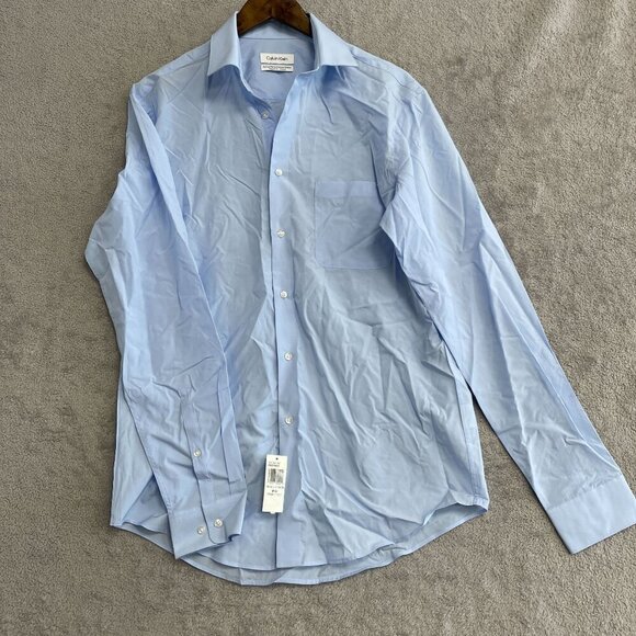NEW Calvin Klein Men's M Active Performance Stretch Blue Dress Shirt - Picture 2 of 7